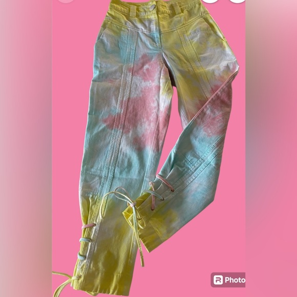 Love Shack Fancy (Jeans) Pants Tao (pastel) Radical Tie dye EUC - Picture 3 of 15